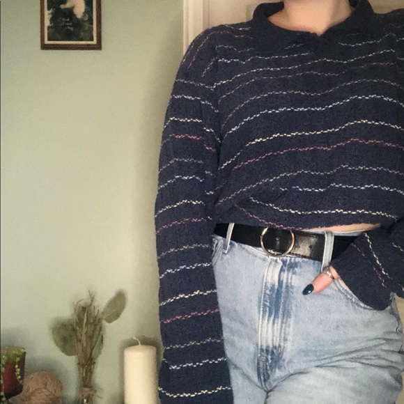 ✿ Collared Knit Sweater Handmade in Canada Size L - Picture 4 of 5